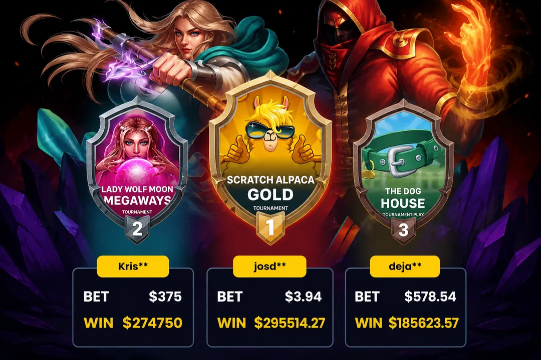 SlotsGem tournament leaderboard showing recent top winners and prize amounts